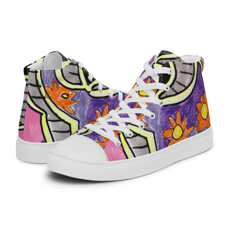 A Art Printed Men’s high top canvas shoes