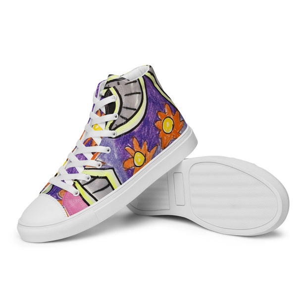 A Art Printed Men’s high top canvas shoes