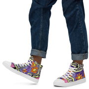 A Art Printed Men’s high top canvas shoes