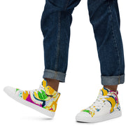 A printed Men’s high top canvas shoes