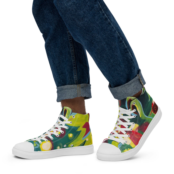 New Art printed Men’s high top canvas shoes