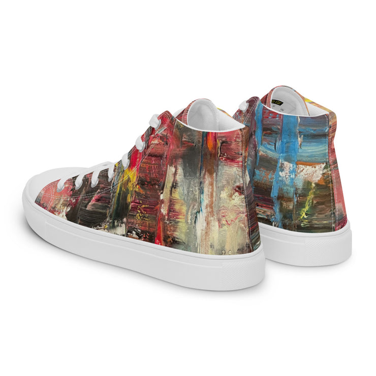 A Art Printed Men’s high top canvas shoes