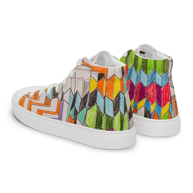 A Multi Color Peace Men’s high top canvas shoes