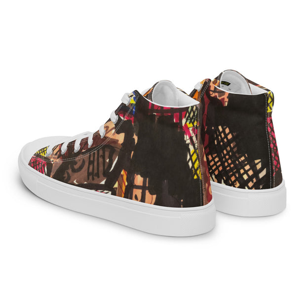 A Art Printed Men’s high top canvas shoes