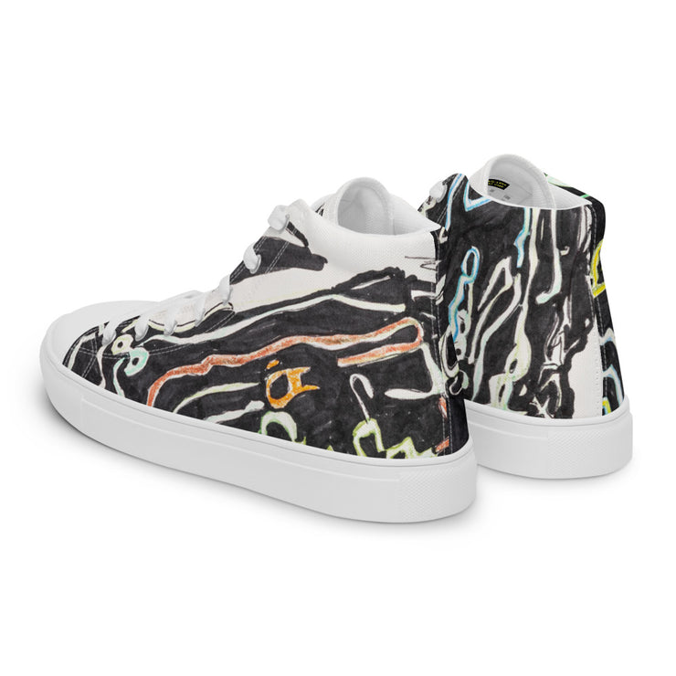 A Art Printed Men’s high top canvas shoes