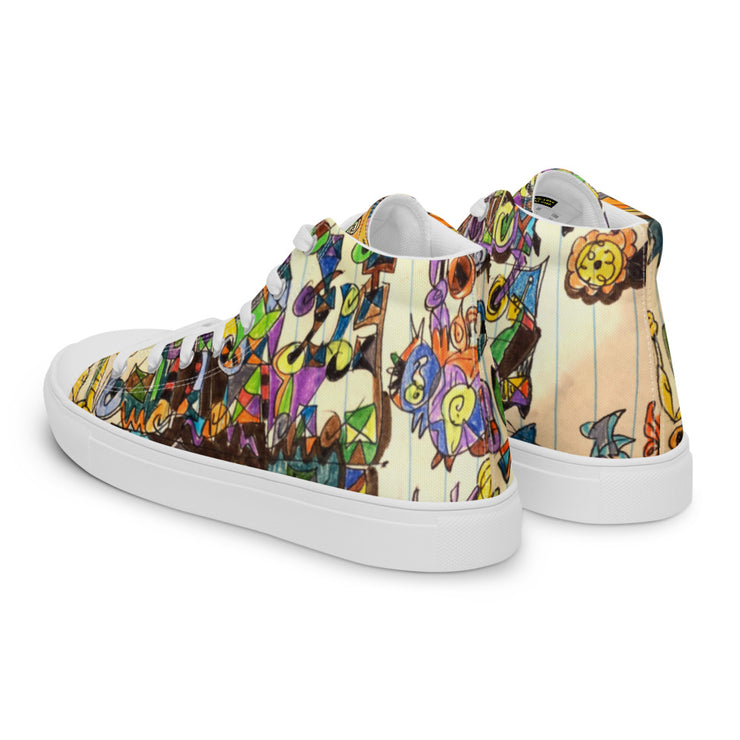 A Art Printed Men’s high top canvas shoes