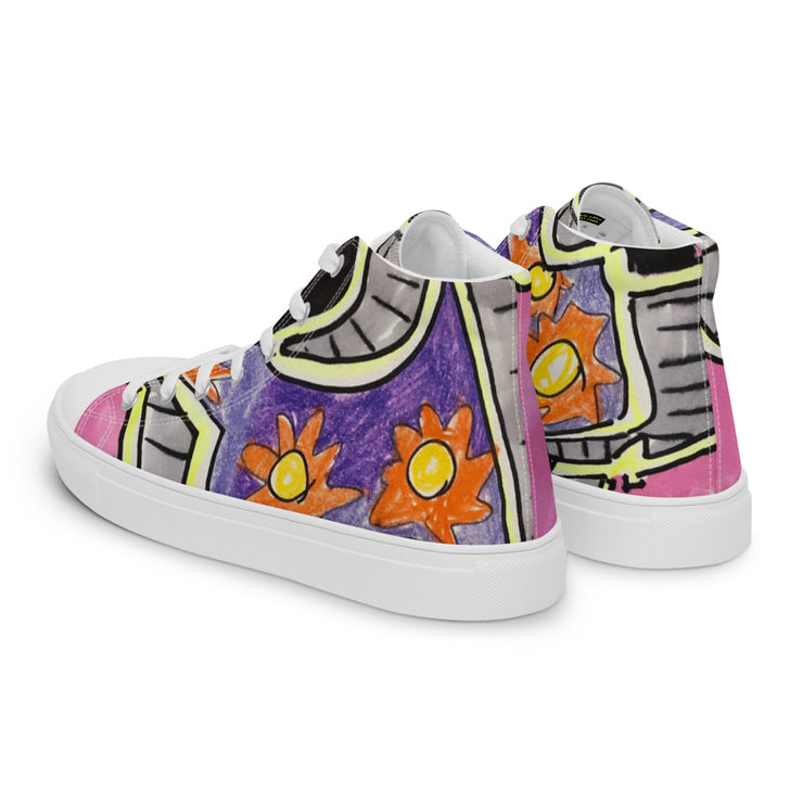 A Art Printed Men’s high top canvas shoes