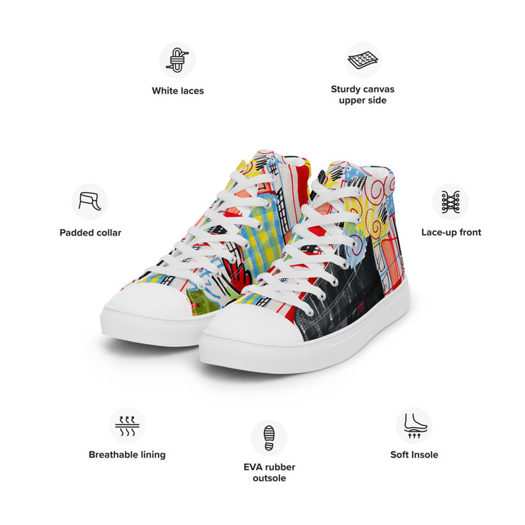 Art printed Men’s high top canvas shoes