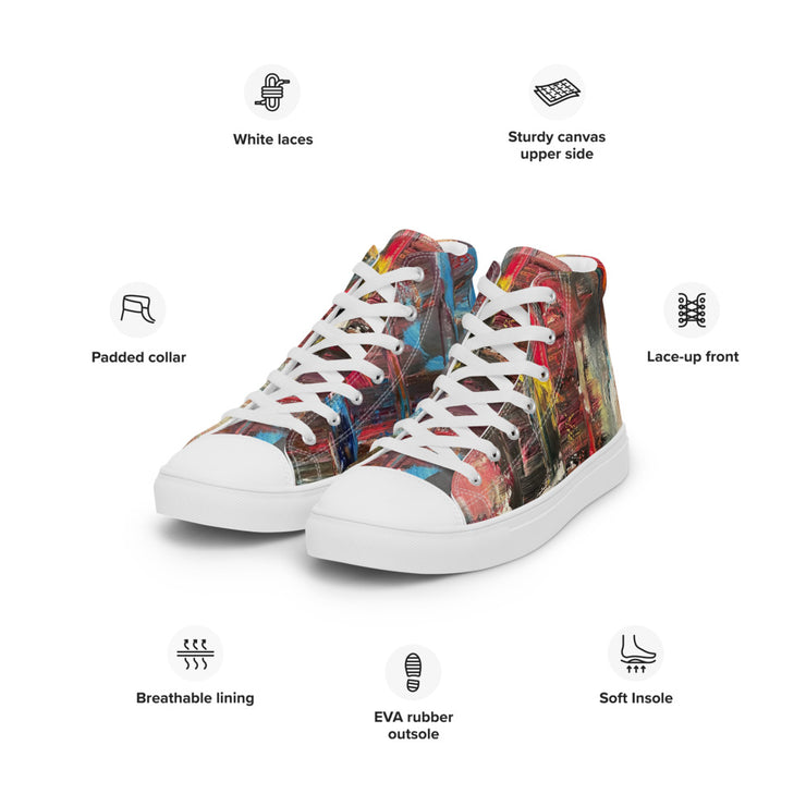 A Art Printed Men’s high top canvas shoes