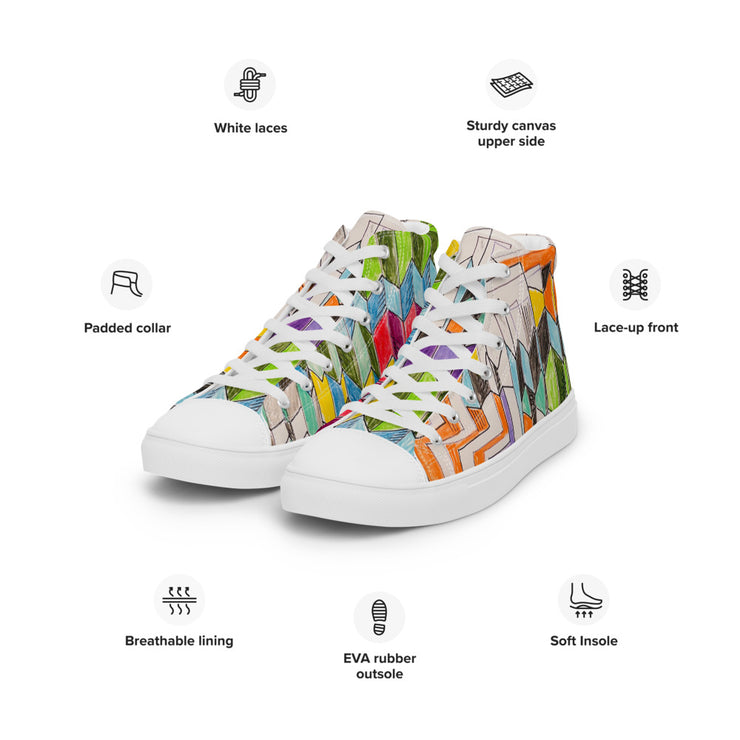 A Multi Color Peace Men’s high top canvas shoes