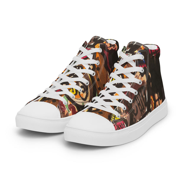 A Art Printed Men’s high top canvas shoes