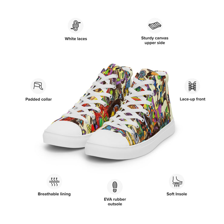 A Art Printed Men’s high top canvas shoes