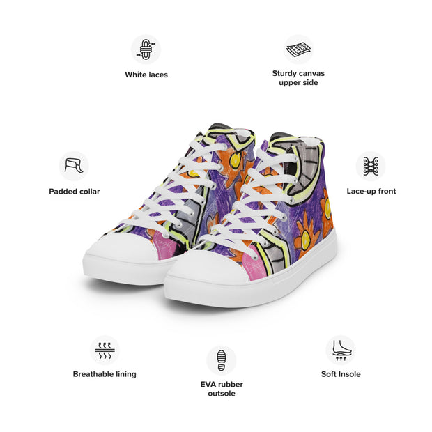 A Art Printed Men’s high top canvas shoes