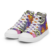 A Art Printed Men’s high top canvas shoes