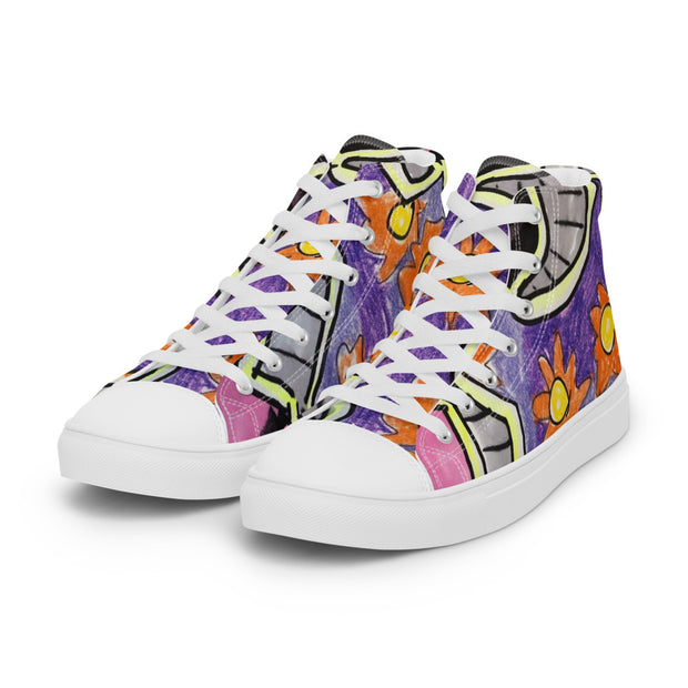 A Art Printed Men’s high top canvas shoes