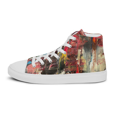 A Art Printed Men’s high top canvas shoes