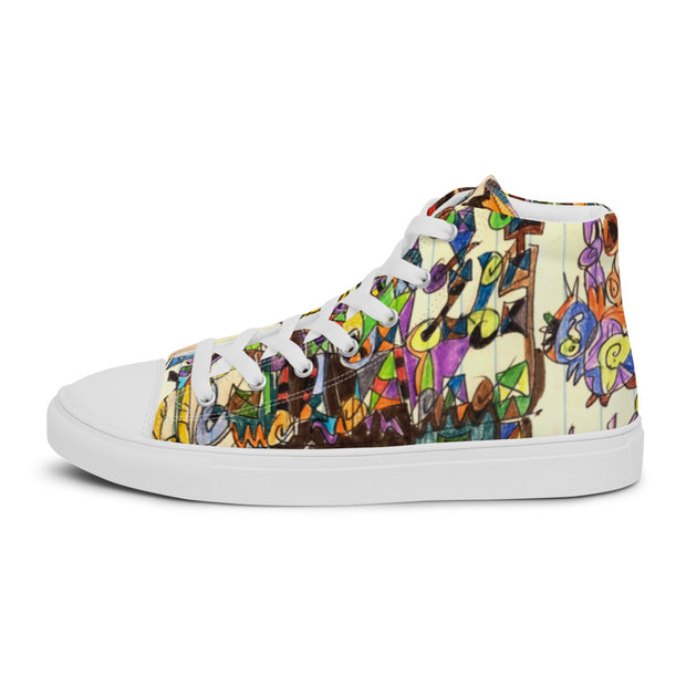 A Art Printed Men’s high top canvas shoes