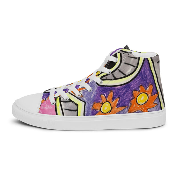 A Art Printed Men’s high top canvas shoes