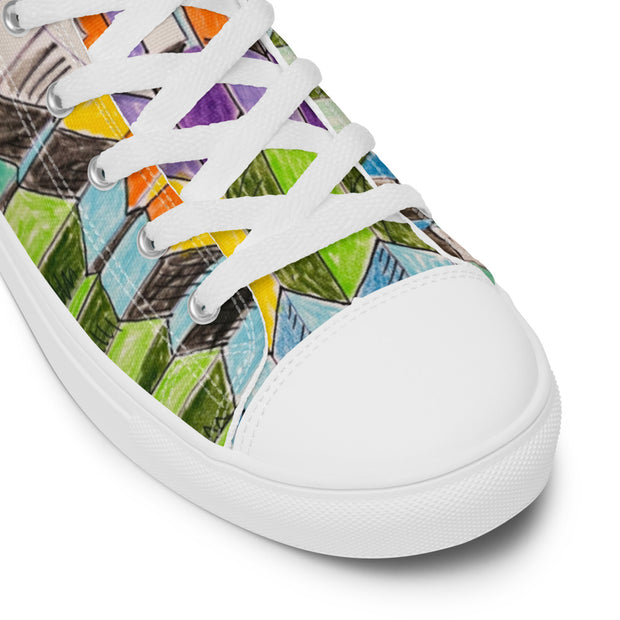 A Multi Color Peace Men’s high top canvas shoes