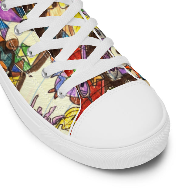 A Art Printed Men’s high top canvas shoes