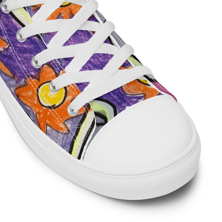 A Art Printed Men’s high top canvas shoes