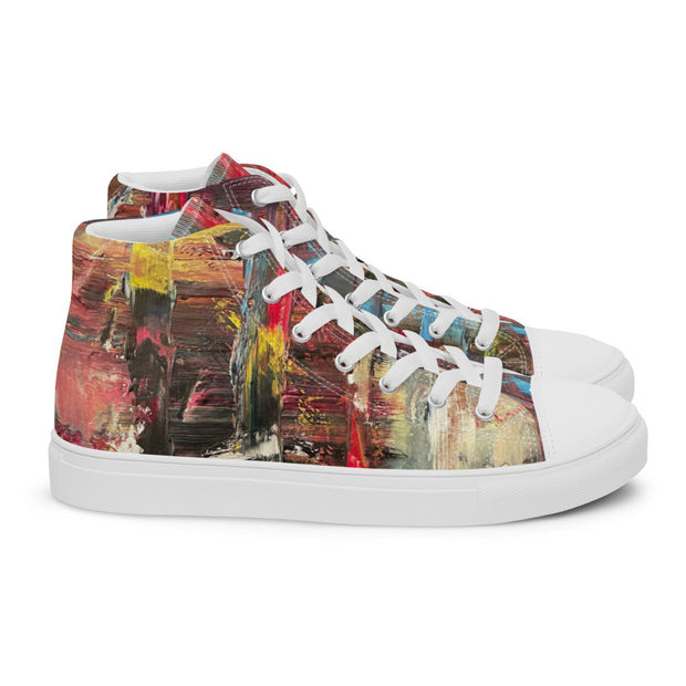 A Art Printed Men’s high top canvas shoes