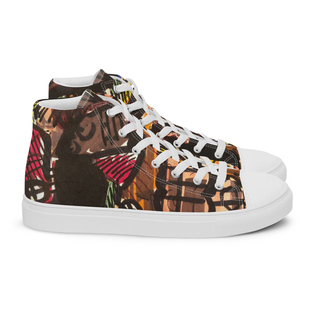 A Art Printed Men’s high top canvas shoes