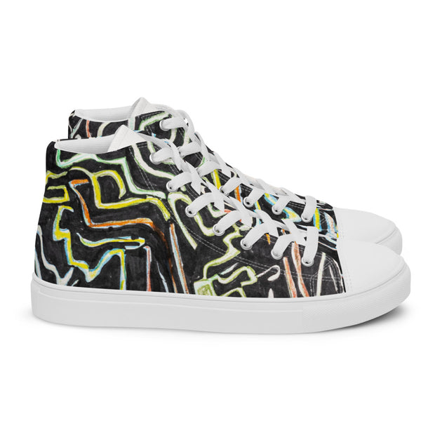 A Art Printed Men’s high top canvas shoes