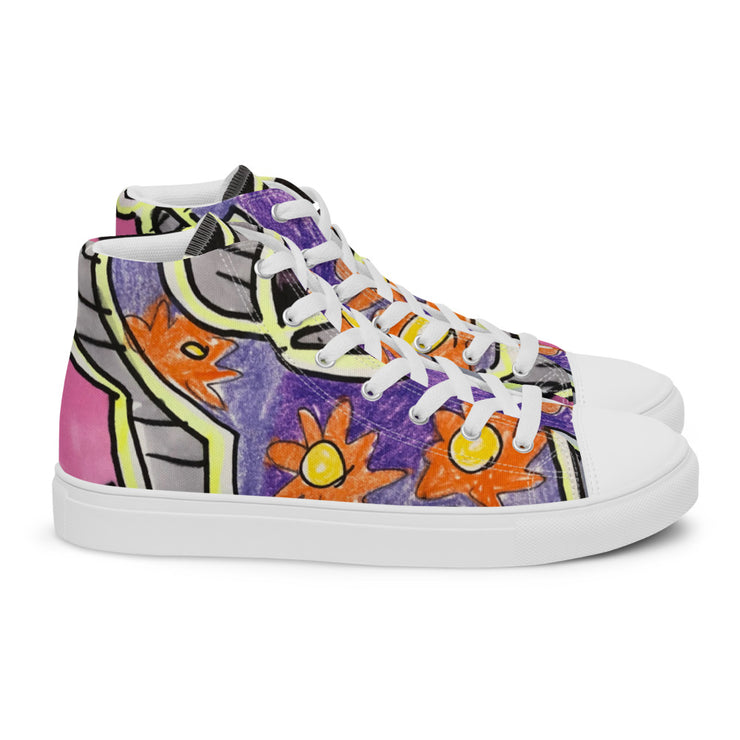 A Art Printed Men’s high top canvas shoes