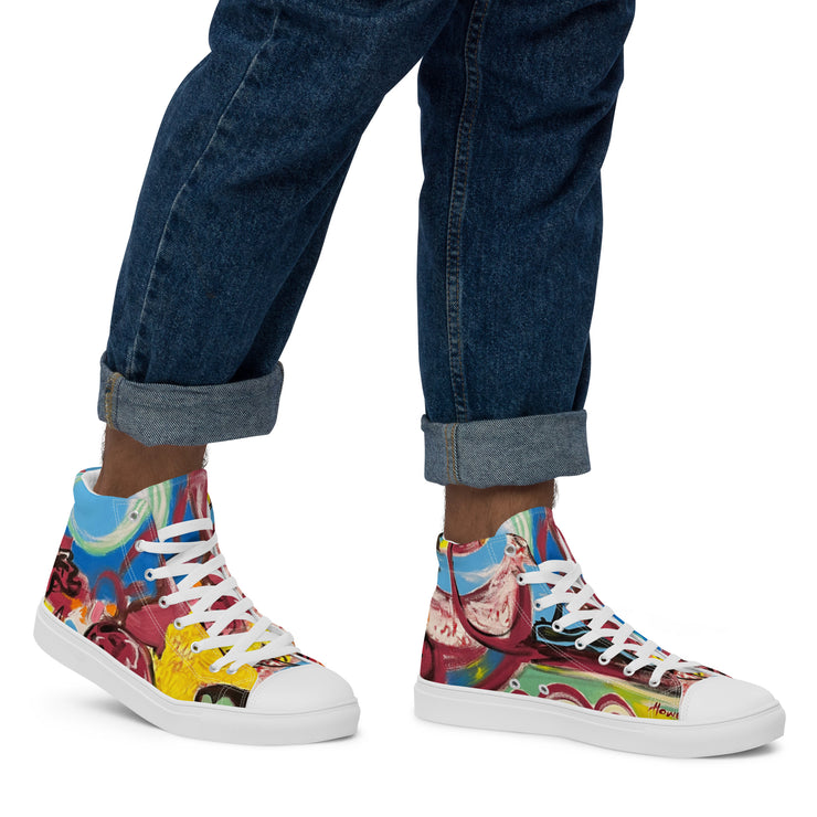 New Art printed Men’s high top canvas shoes