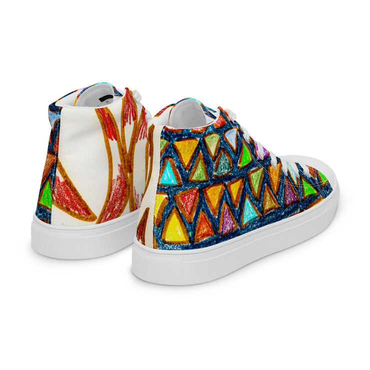 Walk With Peace-Love Men’s high top canvas shoes