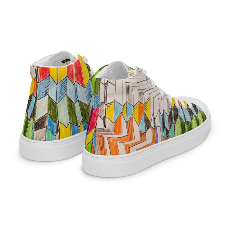 A Multi Color Peace Men’s high top canvas shoes