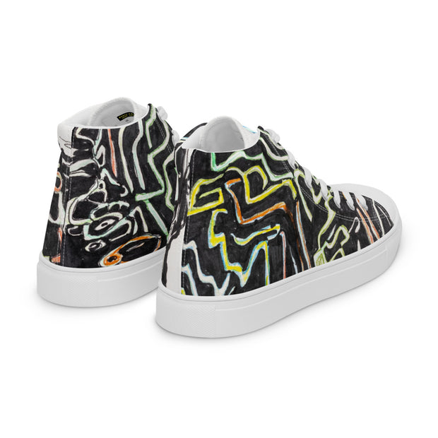 A Art Printed Men’s high top canvas shoes