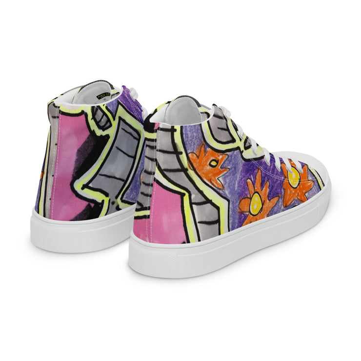 A Art Printed Men’s high top canvas shoes