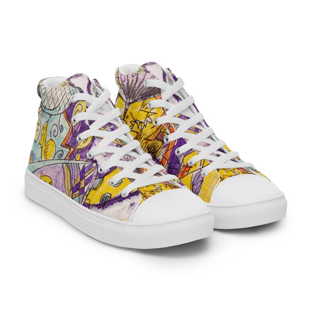 Peace-Love Cartoon Men’s high top canvas shoes