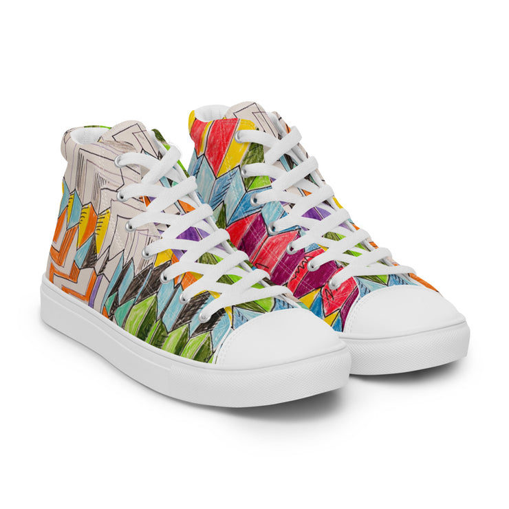 A Multi Color Peace Men’s high top canvas shoes