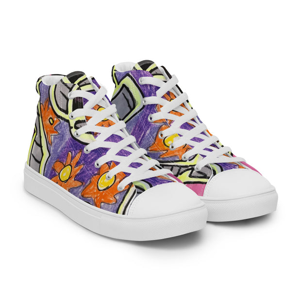 A Art Printed Men’s high top canvas shoes