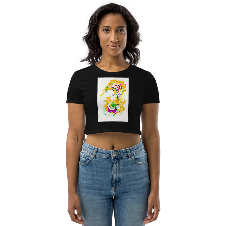 Abstract Art Organic Crop Top for Women