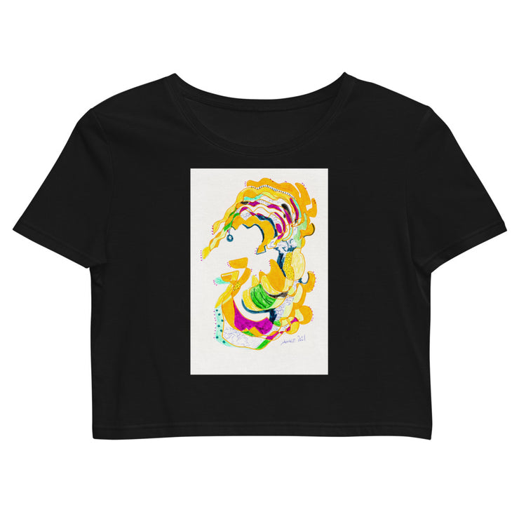 Abstract Art Organic Crop Top for Women