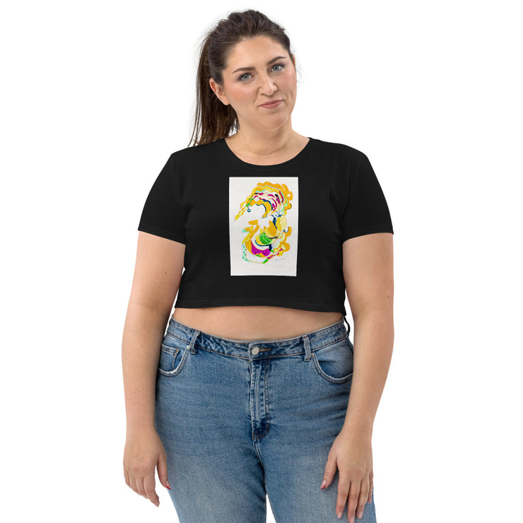 Abstract Art Organic Crop Top for Women