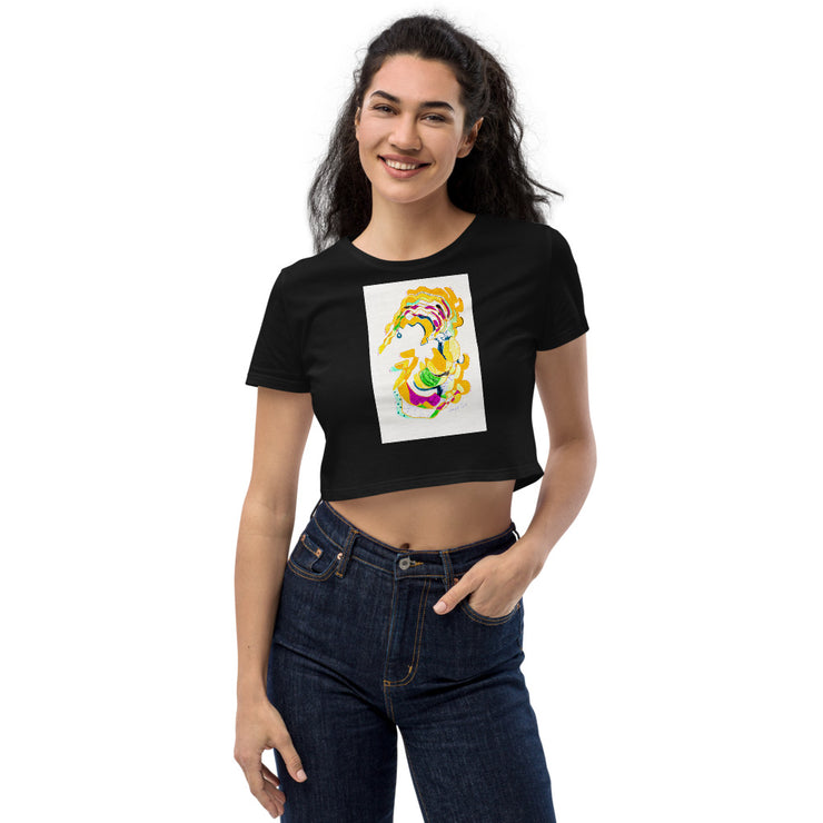 Abstract Art Organic Crop Top for Women