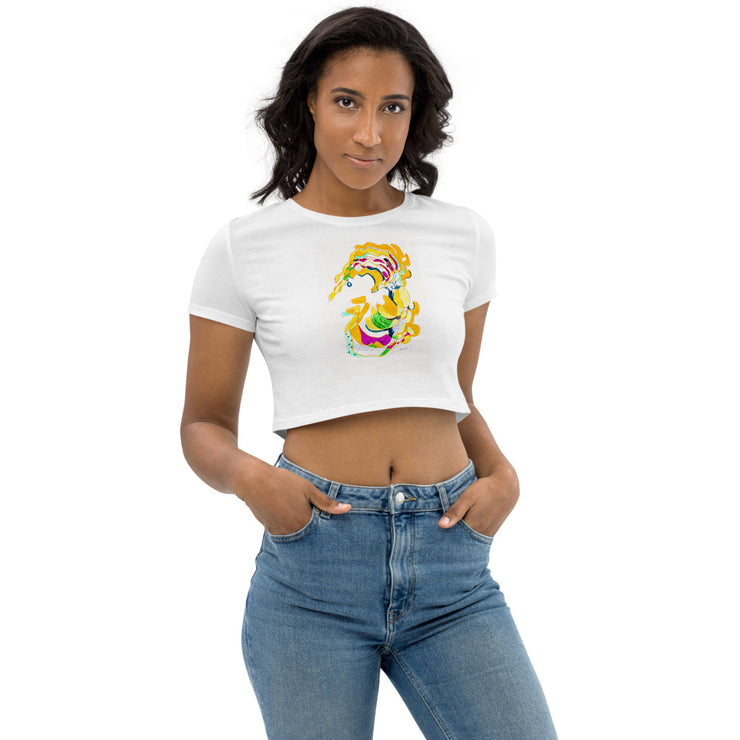 Abstract Art Organic Crop Top for Women