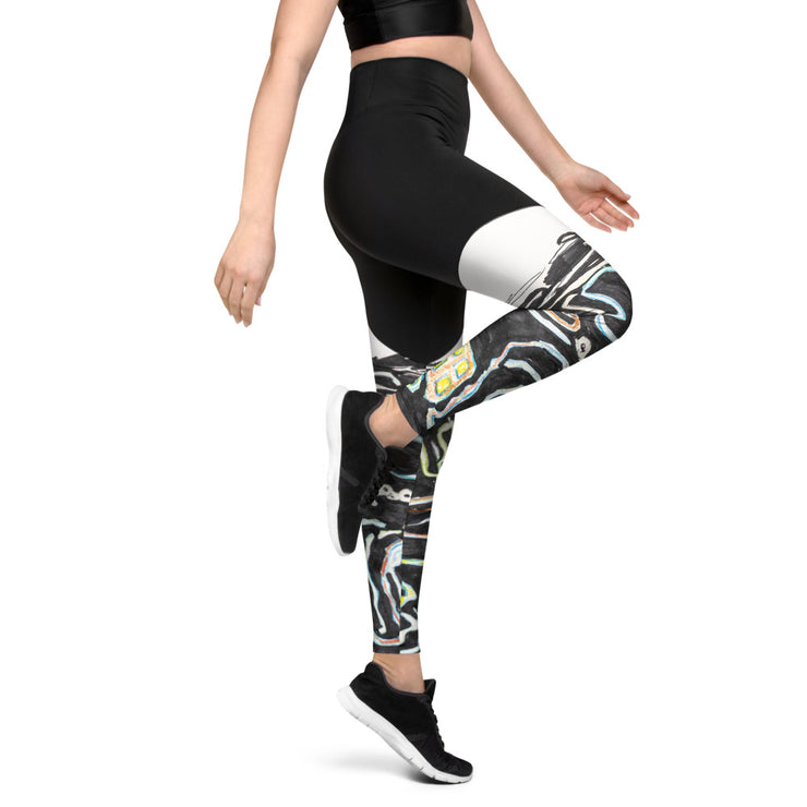 Abstract Lines Art women Sports Leggings