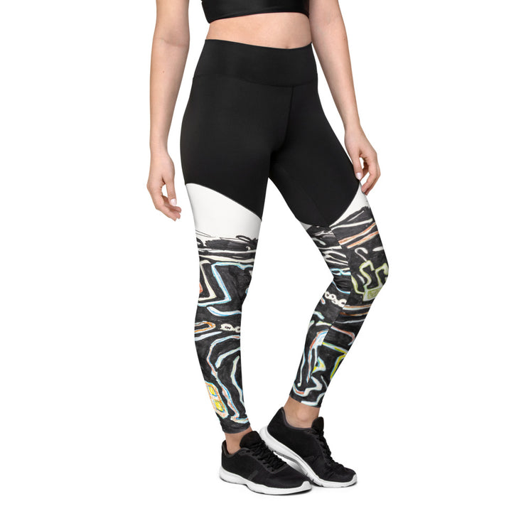 Abstract Lines Art women Sports Leggings