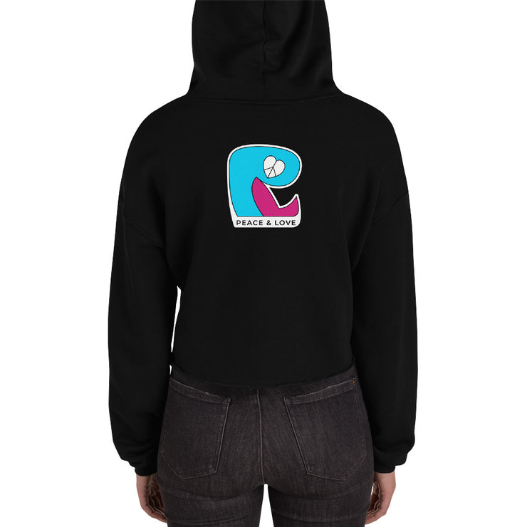 Peace-Love Logo Crop Hoodie for Women